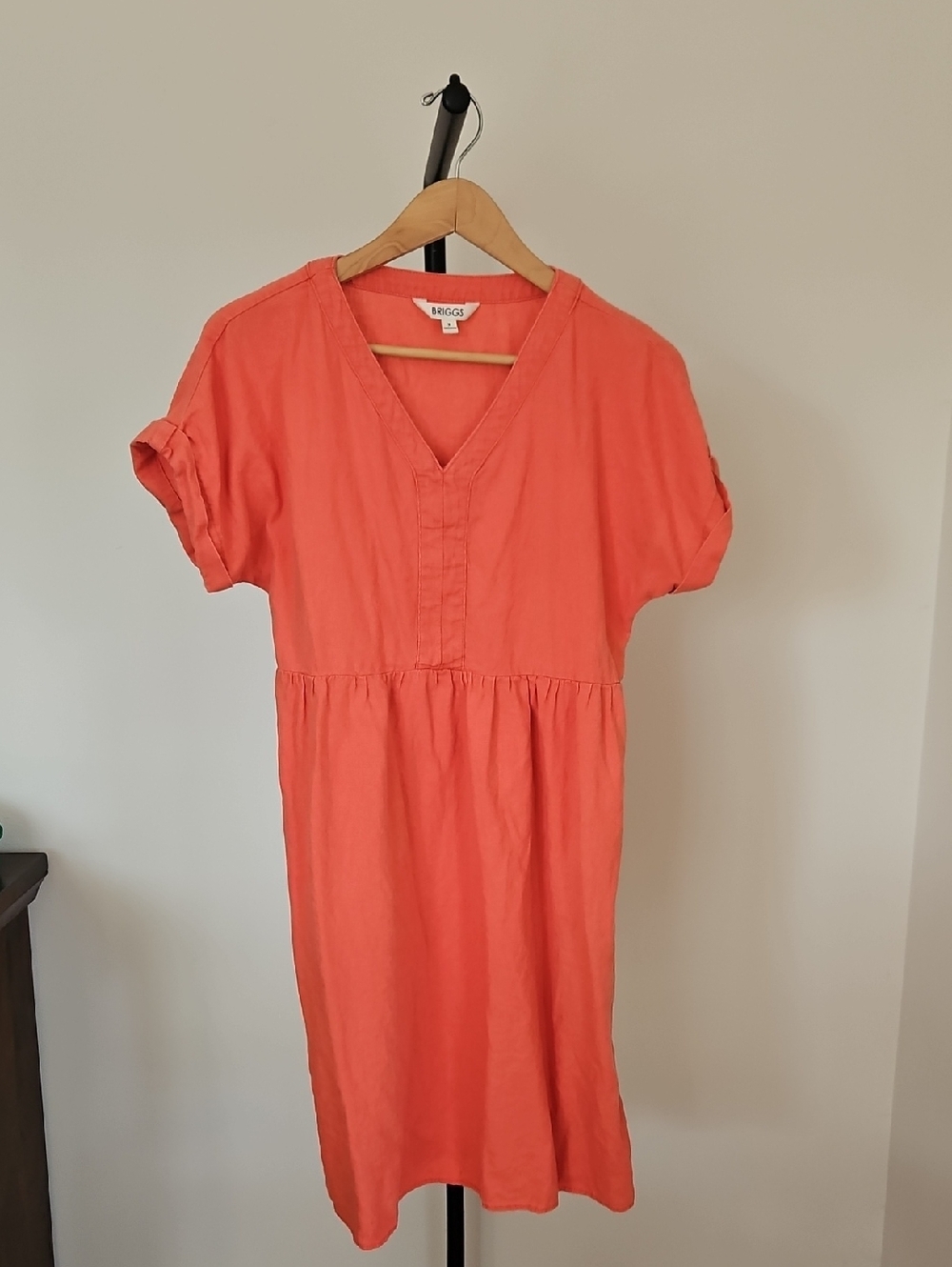 Briggs New York Coral Short Sleeve V-Neck Dress